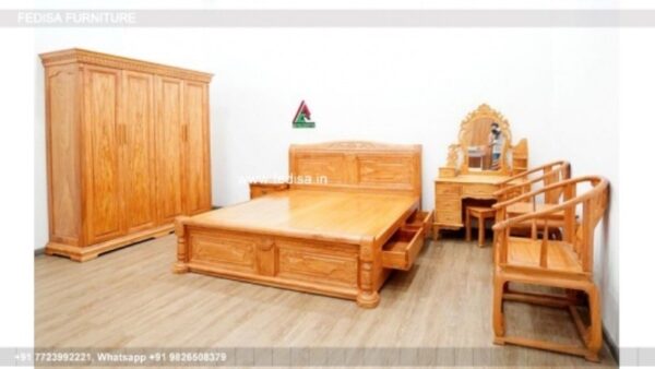 Wooden Bed Wooden Bedroom Interior White Paint Room Design No-1422