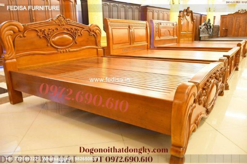 Wooden Bed Wooden Wardrobe With Dressing Table Black And White Bedroom Interior No-1440