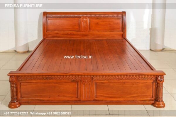 Wooden Bed Wooden Room Decor Blue Room Interior Design No-1441