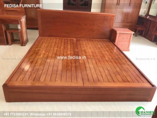 Wooden Bed Wooden Double Bed Frame Bohemian Style Room Decor No-1454