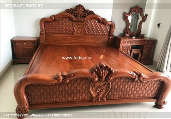 Wooden Bed Wooden Bedroom Furniture 2 Bedroom House Interior Design No-1476