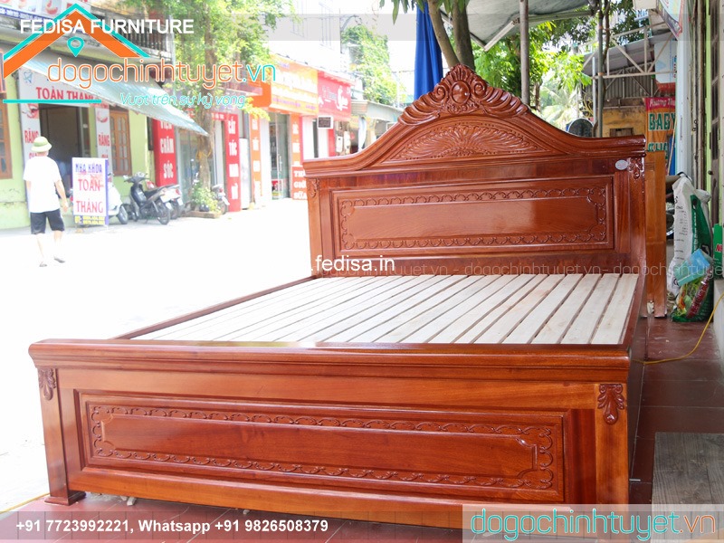 Wooden Bed Bed Back Design Wooden Bedroom Interior Painting No-1490