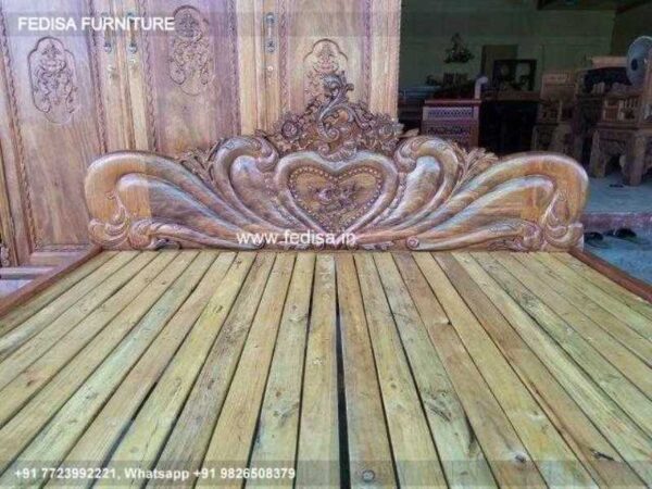 Wooden Bed Wooden Round Bed Design Teal Painted Room No-1495