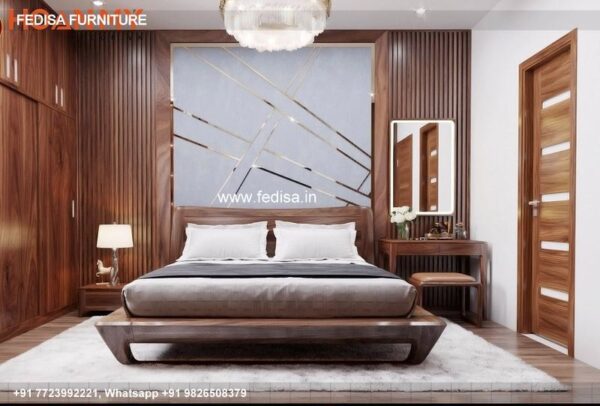 Wooden Bed Wooden Almirah With Dressing Table Design Tiny Room Interior Design No-1510