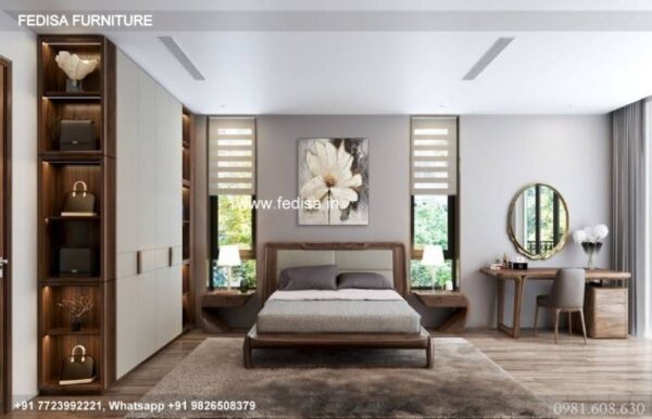 Wooden Bed Wooden Room Wall Interior Design No-1518