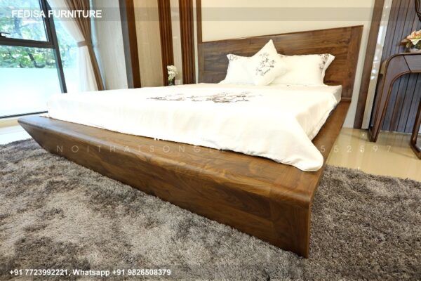 Wooden Bed Double Cot Wooden Unique Bedroom Interior Design No-1526