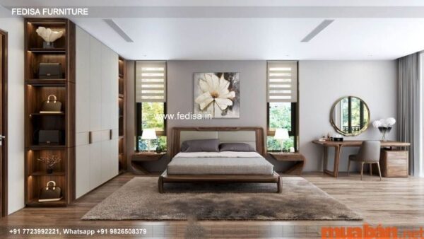 Wooden Bed Wooden Chest Of Drawers Guest Bedroom Interior Design No-1536