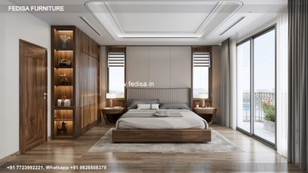 Wooden Bed Wooden King Size Bed Bedroom Interior Design Drawing No-1539