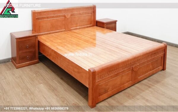 Wooden Bed White Wooden Bed Modern House Bedroom Interior Design No-1581