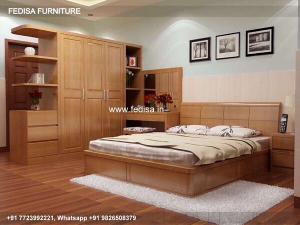 Wooden Bed White Wooden Bed Frame House Design In Room No-1583