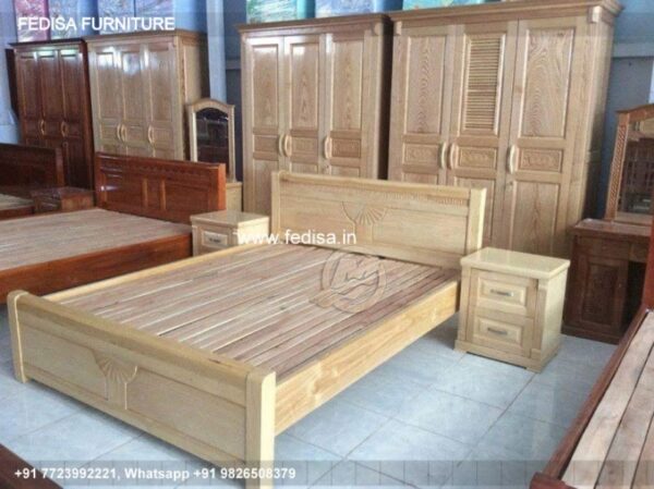 Wooden Bed Wooden Double Bed Long Bedroom Interior Design Ideas No-1585