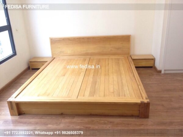Wooden Bed White Wooden Bed Frame Double Mini Bedroom Interior Design No-1590