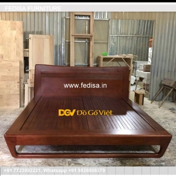 Wooden Bed White Wooden Bed 70s Style Room Decor No-1647