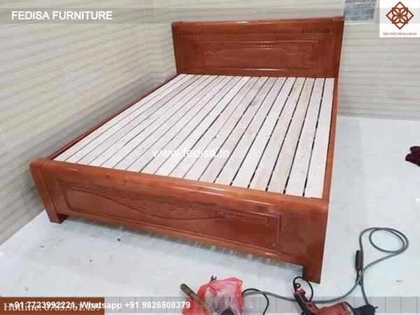 Wooden Bed Wooden Double Bed With Storage Bedroom Roof Interior Design No-1657