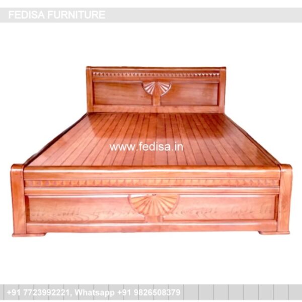 Wooden Bed Wooden Double Bed With Mattress White And Wood Interior Design Bedroom No-1660