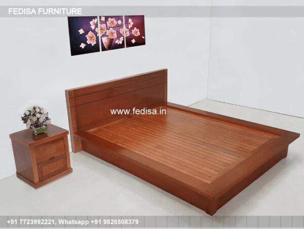 Wooden Bed Wooden Bedside Table Bedroom Interior Design For Small Spaces No-1667