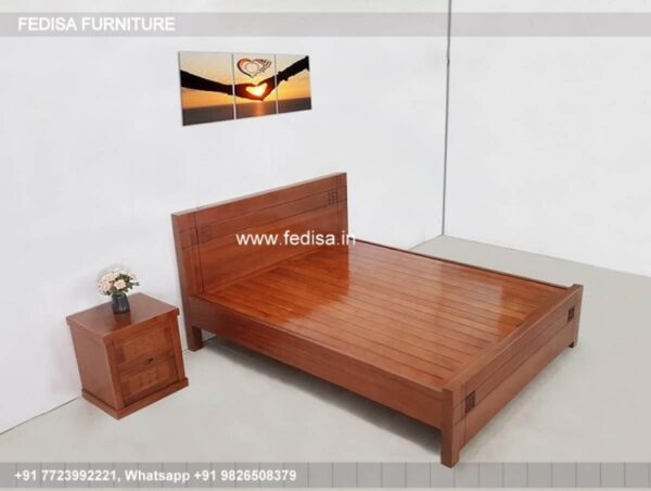 Wooden Bed Wooden Chest Of Drawers Square Bedroom Interior Design No-1668