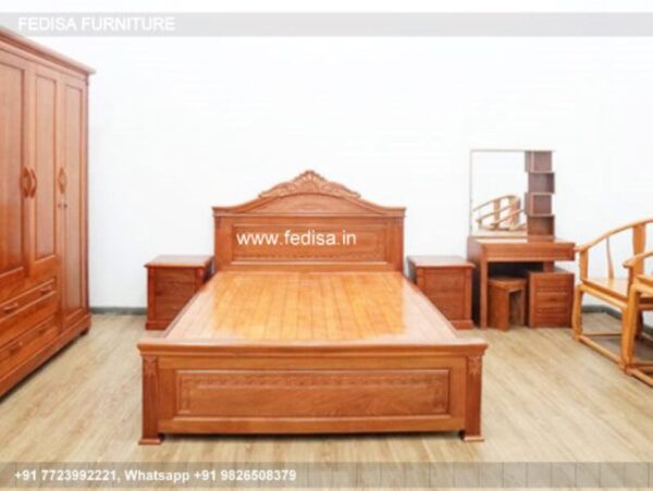 Wooden Bed Wooden Bed Interior Design Green Paint Rooms No-1685