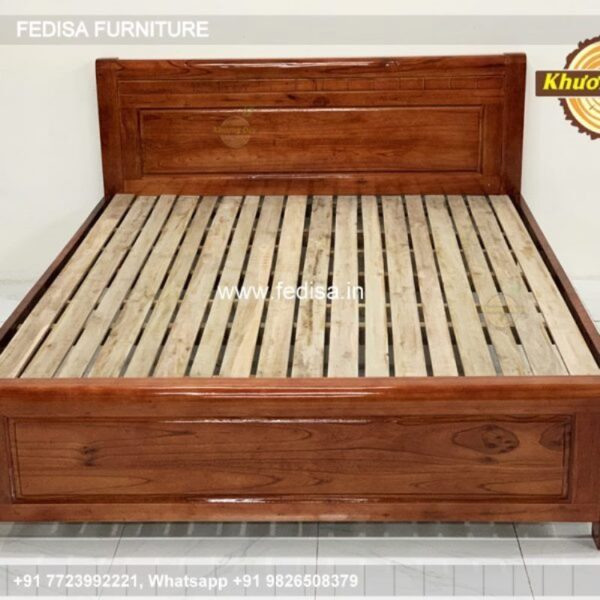 Wooden Bed Wooden Headboard Designs Single Room Interior Decor No-1694