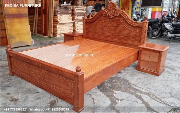 Wooden Bed Furniture Wooden Bed Design Two Bedroom House Interior Design No-1695