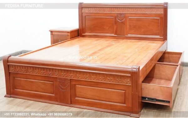 Wooden Bed Bed Back Wall Wooden Design Modern Style Decorating Ideas No-1698