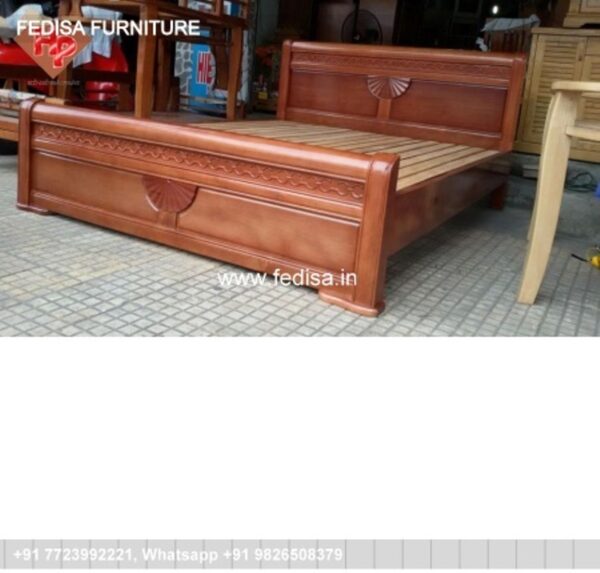 Wooden Bed Wooden Double Bed Frame Bohemian Style Decorating Ideas No-1718