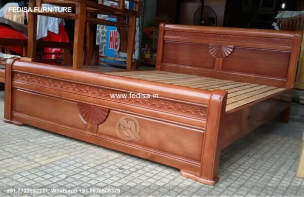 Wooden Bed Wooden Double Cot Price Blue And Gray Room Decor No-1720