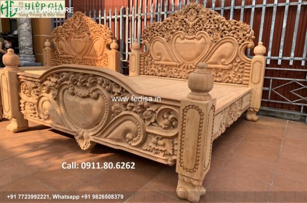 Wooden Bed Wooden King Size Bed Inside Room Paint Design No-1737