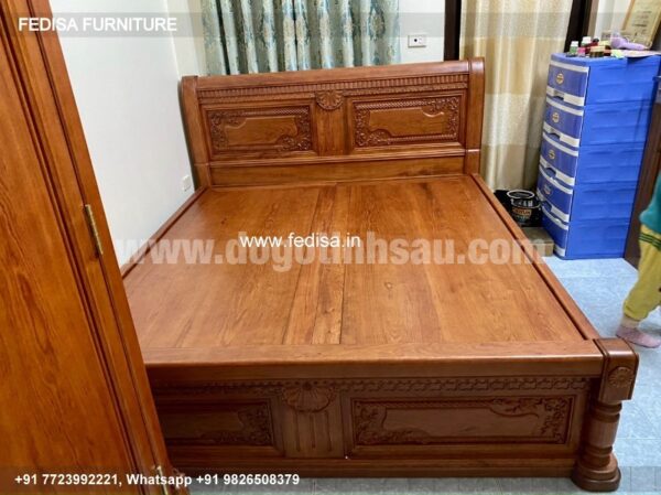 Wooden Bed Bed Back Design Wooden One Bedroom House Interior Design No-1754