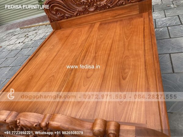 Wooden Bed White Wooden Double Bed Wall Paint Design Room No-1785