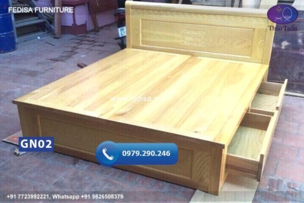 Wooden Bed Wooden Double Bed Under 5027 Black And White Paint Room Design No-1791