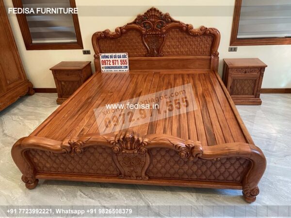 Wooden Bed Wooden Double Bed Under 10027 Miles Redd Bedroom No-1793