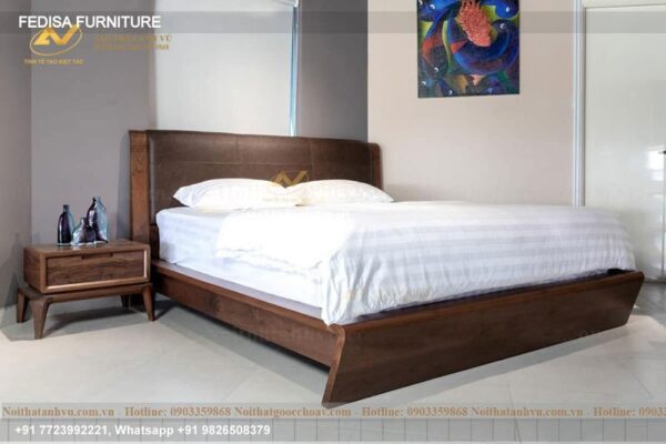 Wooden Bed Wooden Bedroom Furniture Vintage Interior Design Bedroom No-1806