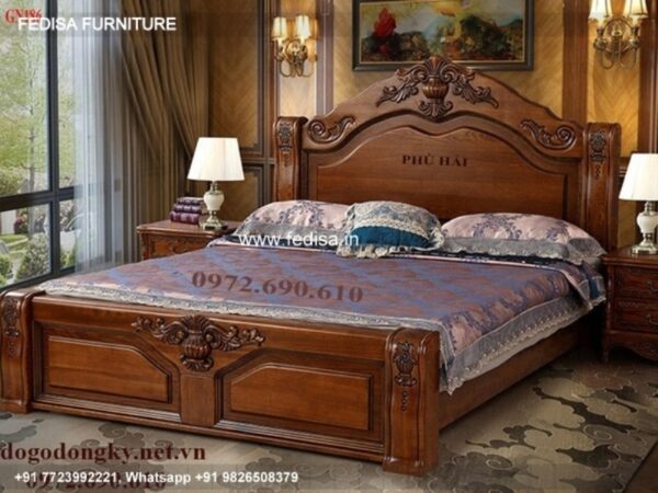 Wooden Bed Bed Back Design Wooden Luxury Apartment Interiors No-1820