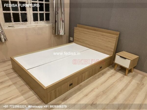 Wooden Bed Wooden Bedroom Design 2 Bhk Flat Living Room Design No-1824