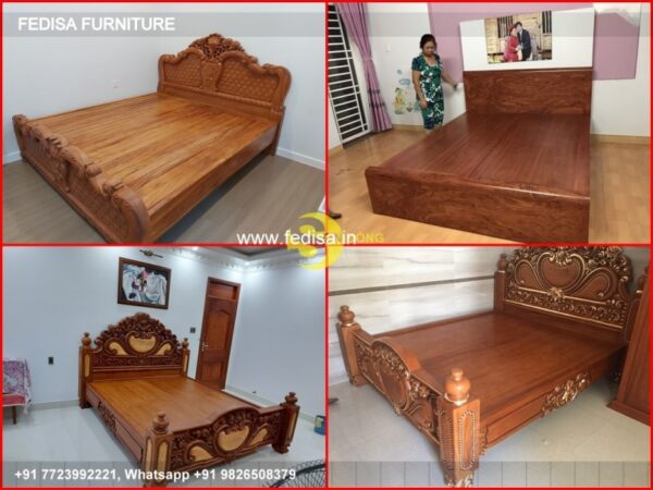 Wooden Bed Wooden Double Bed With Mattress Bedroom Wall Interior Design Ideas No-1858
