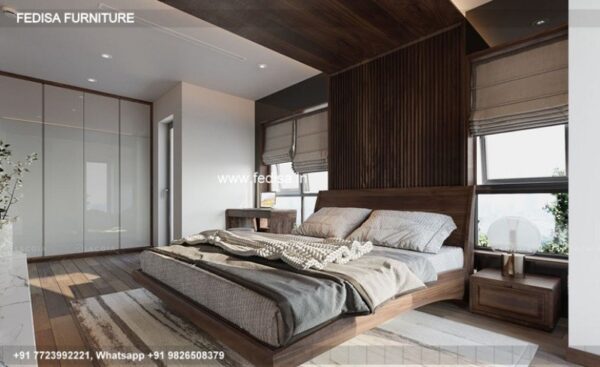 Wooden Bed Wooden Interior Bedroom 150 Sq Ft Bedroom Interior Design No-1880