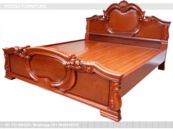 Wooden Bed Wooden Double Bed With Storage Bedroom White Interior Design No-1921