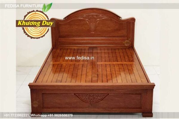 Wooden Bed Wooden Double Bed Frame With Storage Hotel Style Room Ideas No-1926