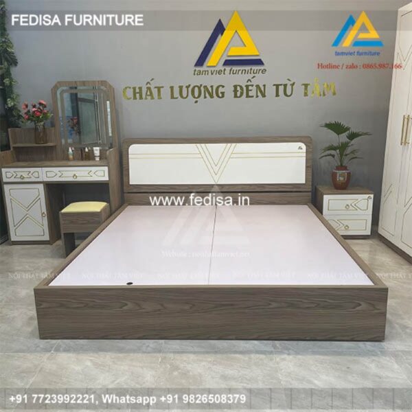 Wooden Bed Wooden Bedroom Interior Modern Monochrome Bedroom No-1950