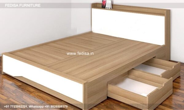Wooden Bed Wooden Bedroom Design Small Square Room Interior Design No-1956
