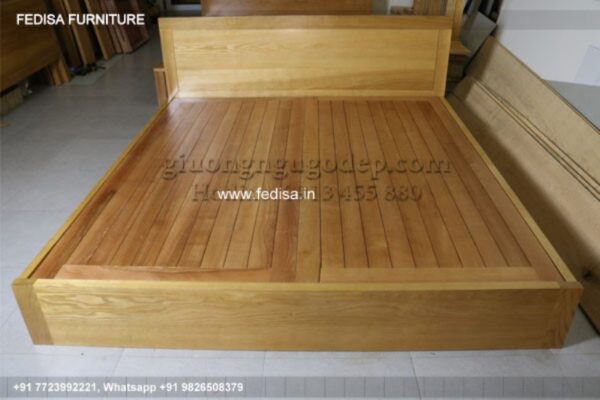 Wooden Bed White Wooden Bed Frame Simple Master Bedroom Interior Design No-1979