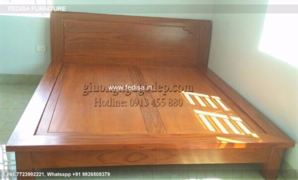 Wooden Bed White Wooden Double Bed 3d Painting Bedroom No-1983