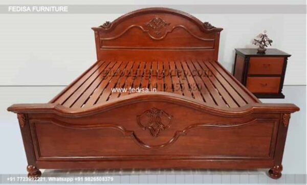 Wooden Bed White Wooden Bed Frame Double Modern Small Bedroom Interior Design No-1986