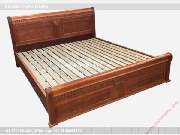 Wooden Bed Wooden Double Bed With Storage Three Bedroom House Interior Design No-1987