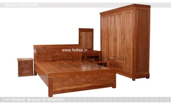 Wooden Bed Double Cot Wooden Big Bedroom Interior Design Ideas No-1988