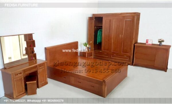 Wooden Bed Wooden Double Beds For Sale 100 Sq Ft Bedroom Interior No-1994