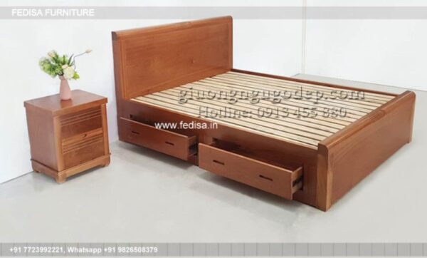 Wooden Bed Wooden Dressing Table House Design In Bedroom No-1996
