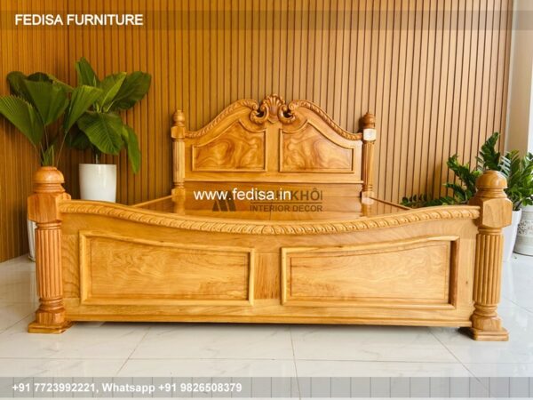 Wooden Bed Wooden Double Bed With Storage Boho Chic Style Room No-2053