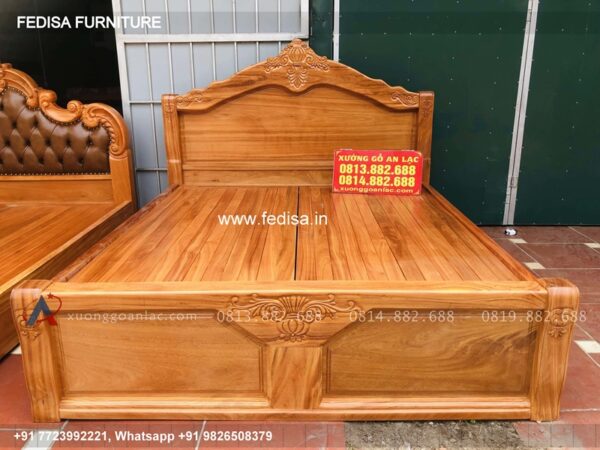 Wooden Bed Wooden Double Bed With Mattress Bedroom Paint Decor Ideas No-2056